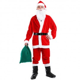 Bộ quần áo ông già Noel người lớn bằng nhung cao cấp